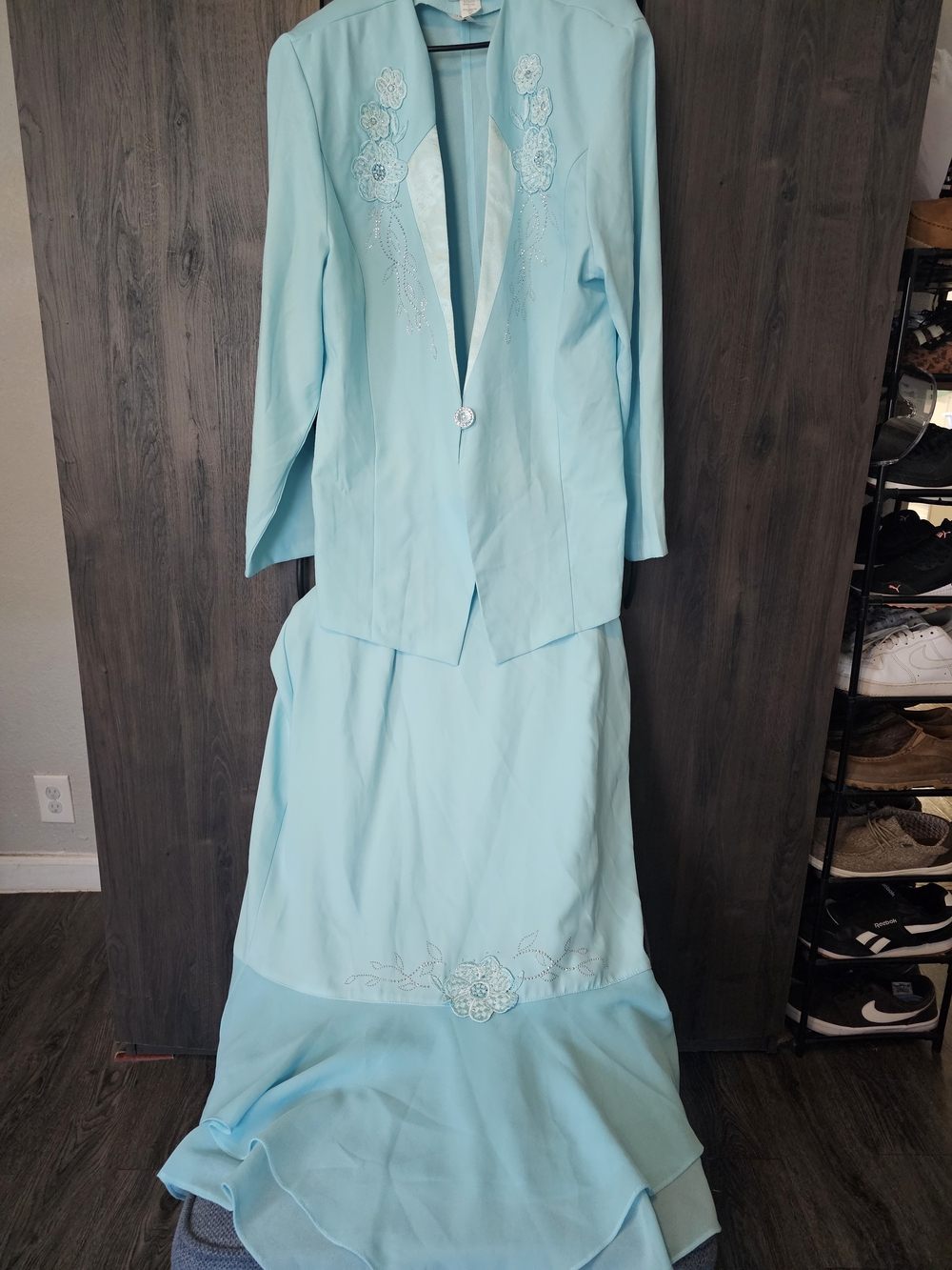 Light Blue Women's Embroidered Skirt Set